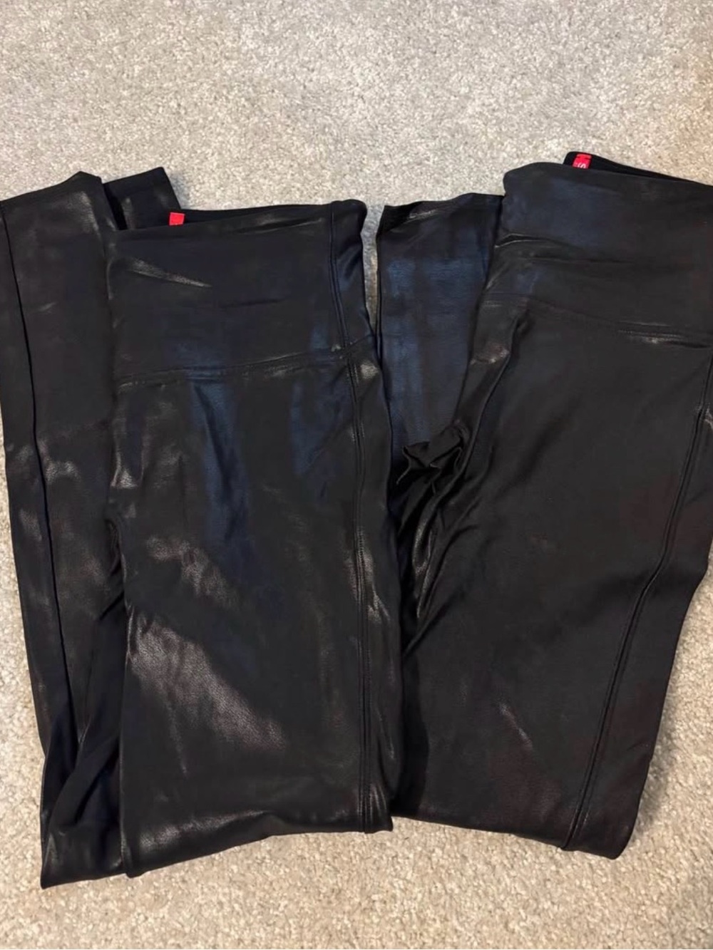 SPANX Black Faux Leather-Look Leggings - 2PK
